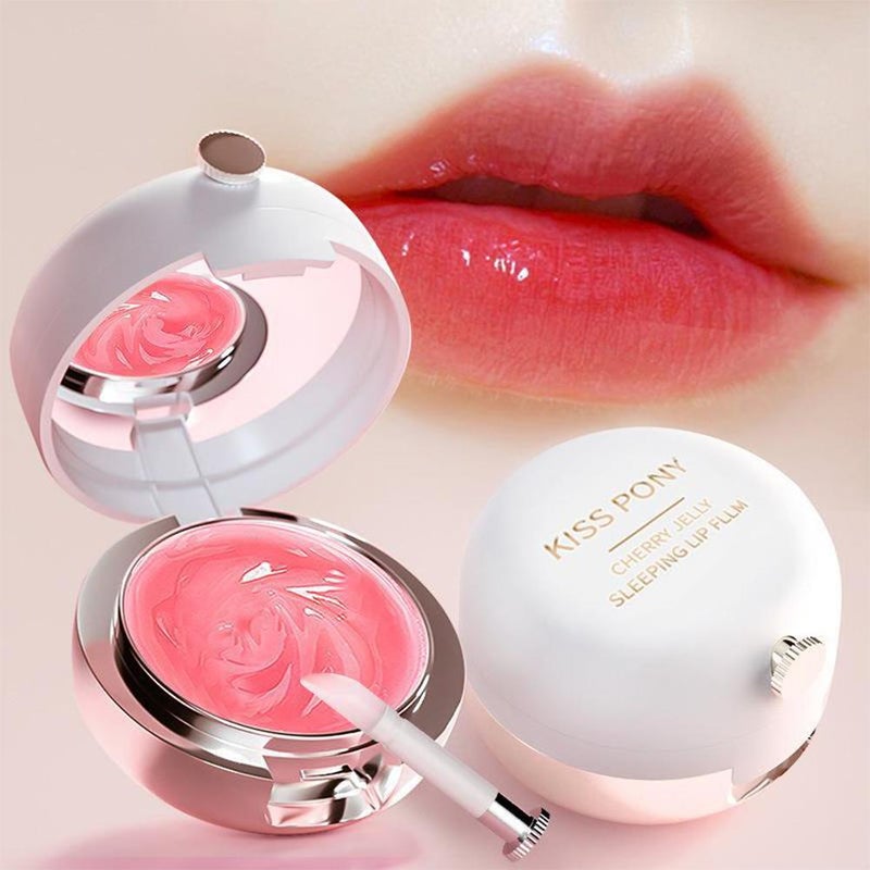 Lip Sleeping Mask, Jelly Lip Balm Exfoliating Moisturizing Lip Sleep Mask Hydrated Pink Lip Repair Nourish Protect, Overnight Lip Scrub Exfoliator to Plump Lips - Image 1